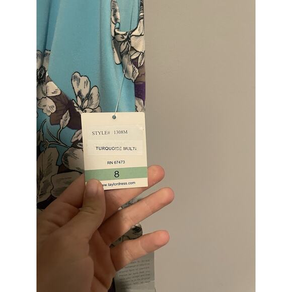 NWT Taylor Boat Neck Sleeveless Box Pleat A-Line‎ Zipper Back Floral Size 8 $128 - Picture 6 of 8